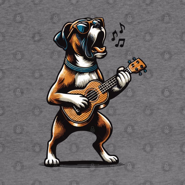 Dog Playing Guitar Singing Boxer Dog Funny by BraaiNinja